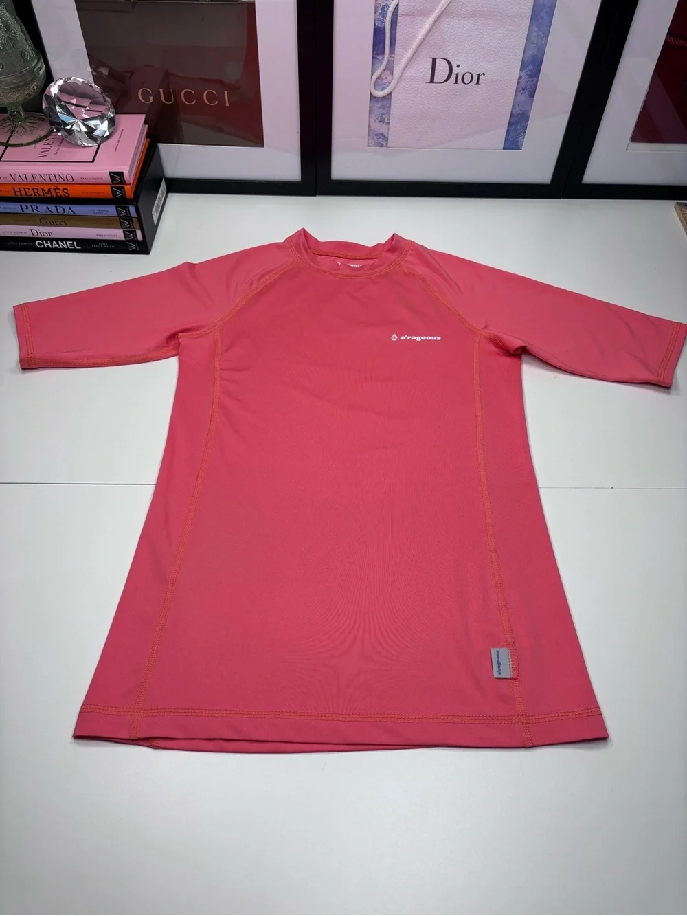 Kids' Coral Short-Sleeve Rashguard Swim Shirt UPF 50 Sun Protection NWOT Youth L